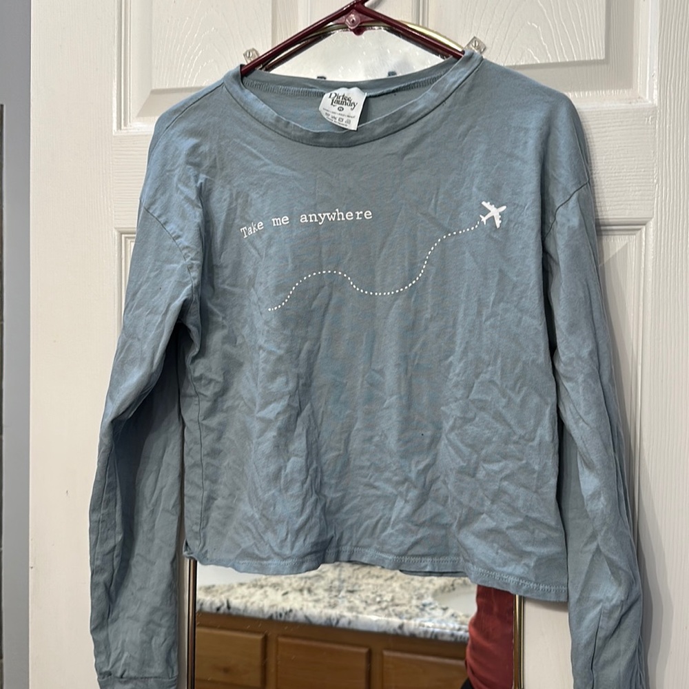 Blue long sleeve crop top Size medium